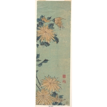 Katsushika Hokusai: Yellow Chrysanthemums on a Blue Ground - Metropolitan Museum of Art