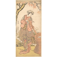 勝川春好: Iwai Kiyotaro in a Shosa Act, Holding a Kine (Pestle) - メトロポリタン美術館
