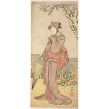 勝川春好: Iwai Kiyotaro as a Woman Standing under a Plum Tree - メトロポリタン美術館