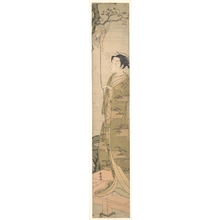 Suzuki Harunobu: A Woman Playing with a Monkey which Has Climbed a Tree - Metropolitan Museum of Art