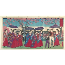 Utagawa Hiroshige III: Cherry Blossom Viewing in Ueno Park - Metropolitan Museum of Art