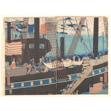 Utagawa Sadahide: Foreign Traders at Yokohama Transporting Merchandise to Foreign Ships - Metropolitan Museum of Art