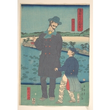 歌川貞秀: Dutchman and Child Viewing the Benten Shrine at Shinobazu Pond - メトロポリタン美術館