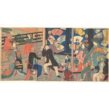 Ochiai Yoshiiku: The Five Nations Enjoying a Drunken Revel at the Gankirô Tea House - Metropolitan Museum of Art