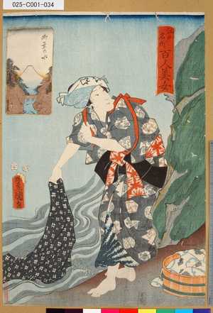 Utagawa Kunisada: 「江戸名所百人美女」 「御茶の水」 - Tokyo Metro Library 