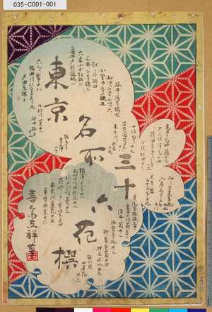 Utagawa Hiroshige II: 「東京名所三十六花撰」[目録] - Tokyo Metro Library 