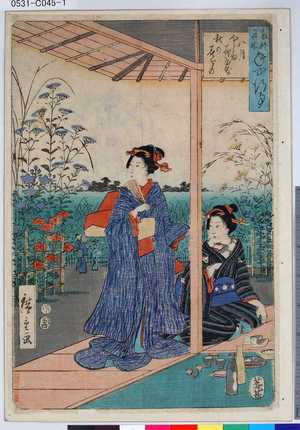 Utagawa Hiroshige: 「東都名所年中行事」「八月向しま花屋敷秋の花ぞの」 - Tokyo Metro Library 