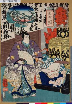 Utagawa Kuniyoshi: 「木曾街道六十九次之内」「廿二」「小田井 寺西閑心」 - Tokyo Metro Library 