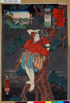 Utagawa Kuniyoshi: 「木曾街道六十九次之内」「三十九」「上松 江田源三」 - Tokyo Metro Library 