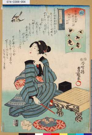 Utagawa Kunisada: 「意勢固世身見立十二直」 「成」「卯月の日永」「こよみ中段つくし」 - Tokyo Metro Library 
