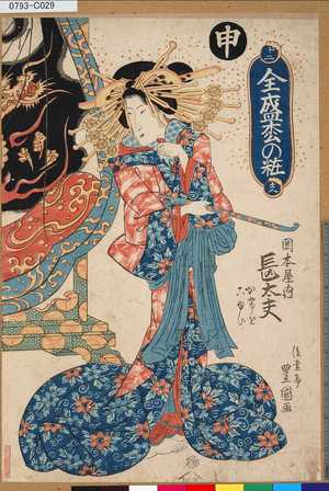 Utagawa Toyoshige: 「十二支全盛松の粧」 「申岡本屋内長太夫かけをこゆひ」 - Tokyo Metro Library 