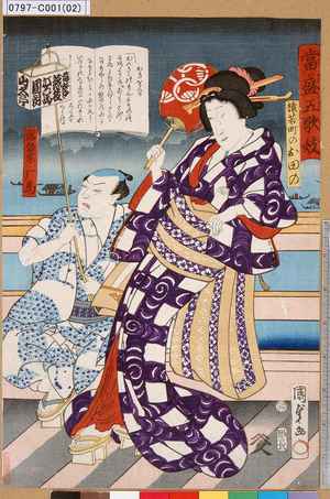 Utagawa Kunisada II: 「当盛五歌妓」「猿若町のお田の」「落語家雁馬」 - Tokyo Metro Library 