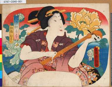Utagawa Fusatane: 「風流牡丹尽」 「柳橋おれん」 - Tokyo Metro Library 