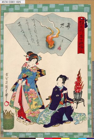 Utagawa Kunisada II: 「俤けんじ五十四帖」 「二十七 篝火」 - Tokyo Metro Library 
