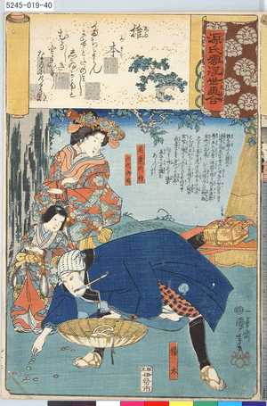 Utagawa Kuniyoshi: 「源氏雲浮世画合」 「四十六」「椎か本」「若葉内侍」「六代御前」「権太」 - Tokyo Metro Library 