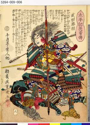 Japanese Print "「太平記英勇伝」 「八」「武田勝頼」" by Ochiai Yoshiiku, 落合芳幾 (芳幾)