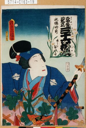 Utagawa Kunisada: 「当盛見立三十六花撰 水僊丹前」「長うたげい事」 - Tokyo Metro Library 