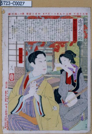 Tsukioka Yoshitoshi: 「近世人物誌」「やまと新聞附録」 「第二」「中村芝翫の妻」 - Tokyo Metro Library 
