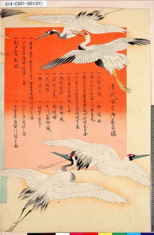 Toyohara Chikanobu: 「千代田之御表」 「目録」 - Tokyo Metro Library 
