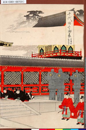 Toyohara Chikanobu: 「千代田之御表」 「芝増上寺初御成ノ図」 - Tokyo Metro Library 