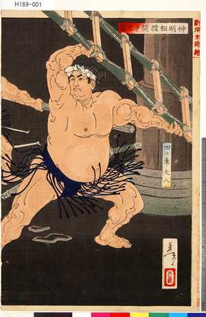 Tsukioka Yoshitoshi: 「新撰東錦絵」 「神明相撲闘争之図」 - Tokyo Metro Library 