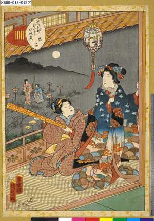 Utagawa Kunisada II: 「紫式部げんじかるた」 「十三」「明石」 - Tokyo Metro Library 