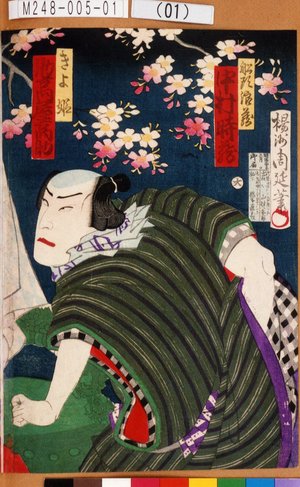 Toyohara Chikanobu: 「船頭浪蔵 中村時蔵」「きよ姫 助高屋高助」 - Tokyo Metro Library 