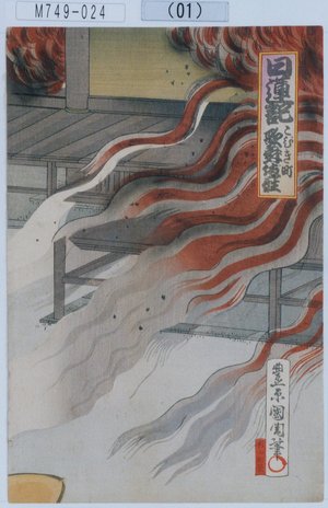 Toyohara Kunichika: 「日蓮記 こびき町歌舞伎座」 - Tokyo Metro Library 