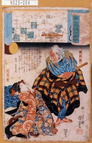 Utagawa Kuniyoshi: 「源氏雲浮世画合」 「三十七」「横笛」「頓兵衛」「おふね」 - Tokyo Metro Library 