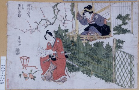 Utagawa Toyokuni I: 「小さん 瀬川路考」「金五郎 沢村源之助」 - Tokyo Metro Library 