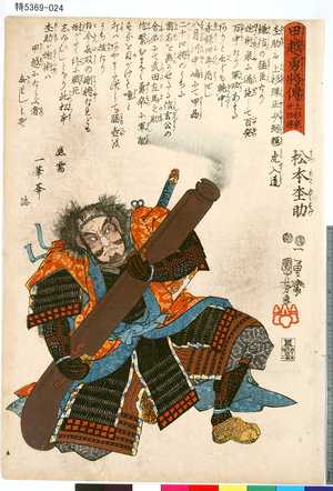 Utagawa Kuniyoshi: 「甲越勇将伝」 「上杉家廿四将」「松本杢助」 - Tokyo Metro Library 