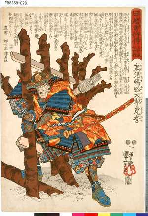 Utagawa Kuniyoshi: 「甲越勇将伝」 「十四」「上杉家廿四将」「鬼児嶋弥太郎虎秀」 - Tokyo Metro Library 