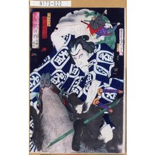Toyohara Kunichika: 「八犬伝の内 鳥越縄手」「犬田小文吾 市川九蔵」 - Tokyo Metro Library 