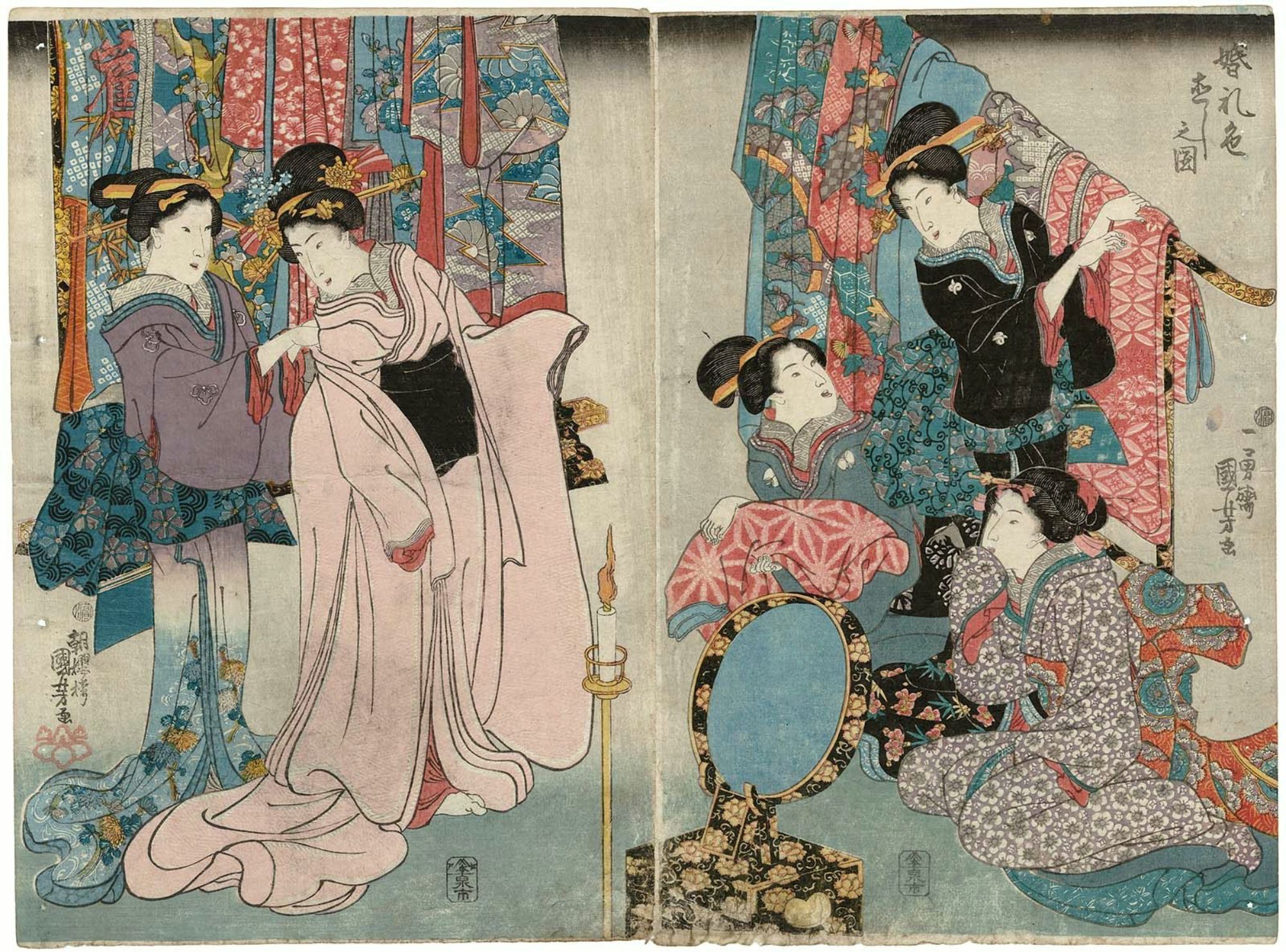 Utagawa Kuniyoshi: The Bride Changing Clothes after the Wedding ...