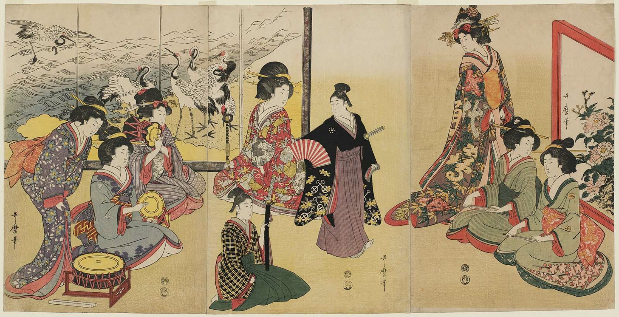 Kitagawa Utamaro: Young Boy Dancing before Women - Museum of Fine Arts ...