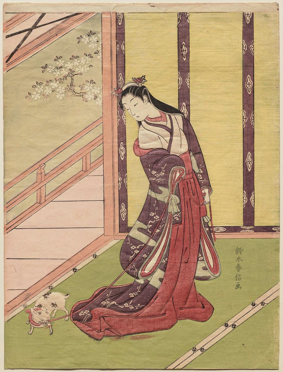 鈴木春信: The Third Princess (Nyosan no miya) and Her Cat 