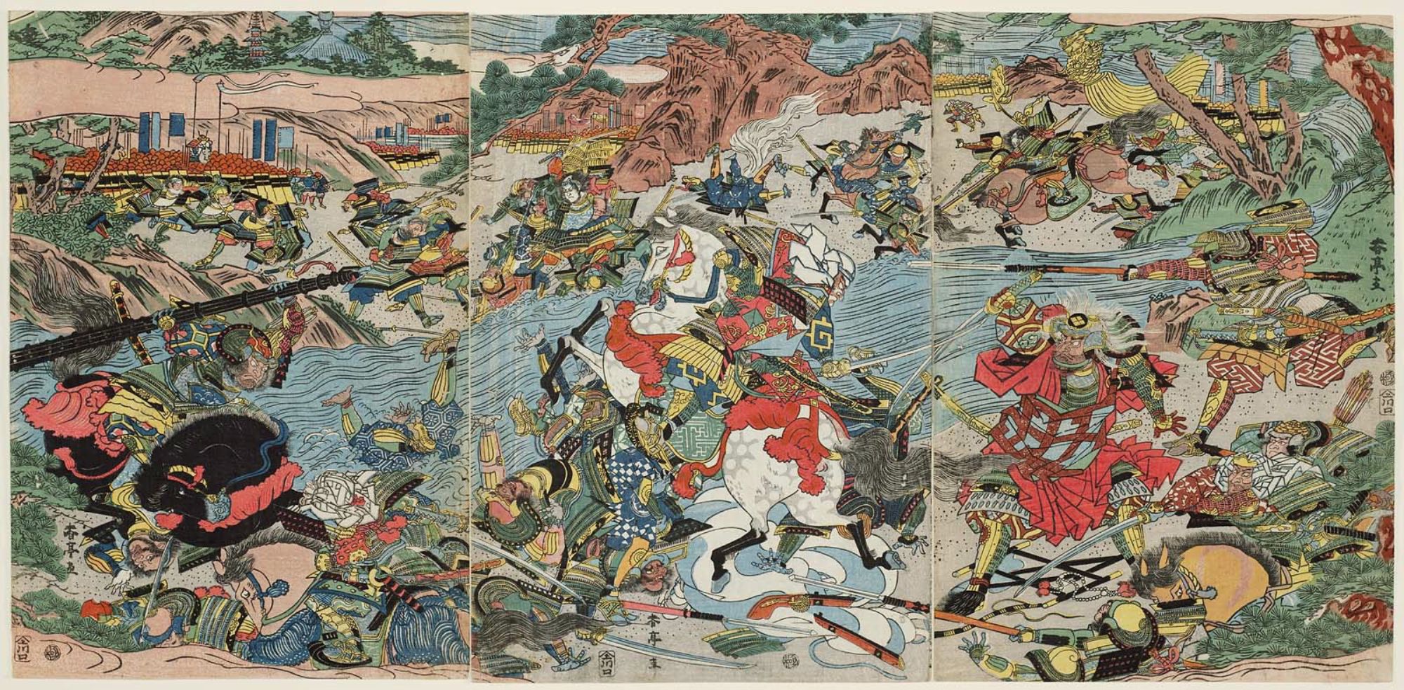 勝川春亭: Battle of Kawanakajima? - ボストン美術館 - 浮世絵検索