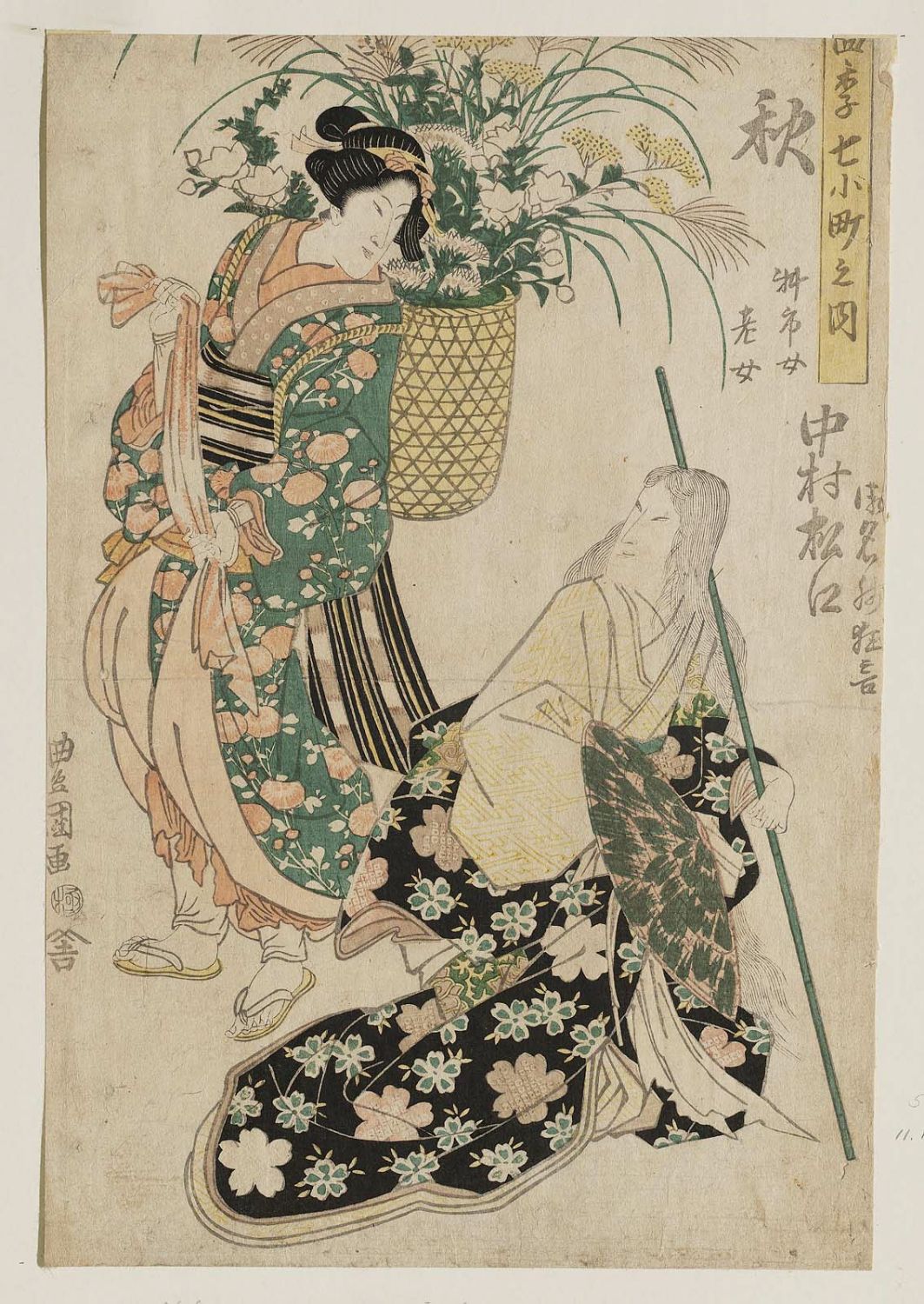 Utagawa Toyokuni I Fall Actor Nakamura Matsue In Two Roles From The Series Seven Komachi In
