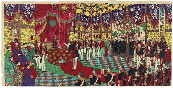 Unknown: Illustration of the Ceremony Promulgating the Constitution (Kenpô happushiki no zu) - Museum of Fine Arts