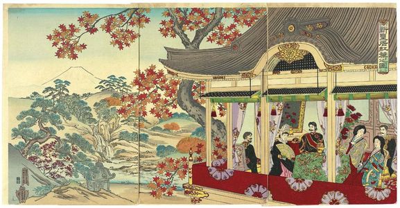 Ôkura Magobei: Illustration of the Maple Leaves at the New Palace (Shin kôkyo kôyô no en) - ボストン美術館