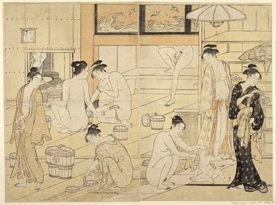 Torii Kiyonaga: Interior of a Bathhouse - Museum of Fine Arts