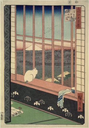 歌川広重: Asakusa Ricefields and Torinomachi Festival (Asakusa tanbo Torinomachi môde), from the series One Hundred Famous Views of Edo (Meisho Edo hyakkei) - ボストン美術館