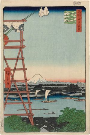 Utagawa Hiroshige: Ryôgoku Ekôin and Moto-Yanagibashi Bridge (Ryôgoku Ekôin Moto-Yanagibashi), from the series One Hundred Famous Views of Edo (Meisho Edo hyakkei) - Museum of Fine Arts