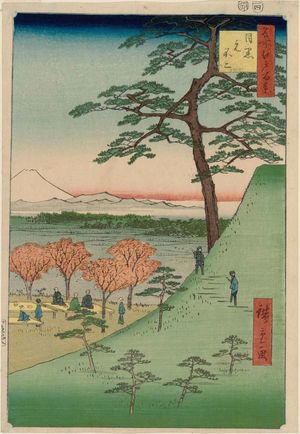 歌川広重: Original Fuji, Meguro (Meguro Moto-Fuji), from the series One Hundred Famous Views of Edo (Meisho Edo hyakkei) - ボストン美術館