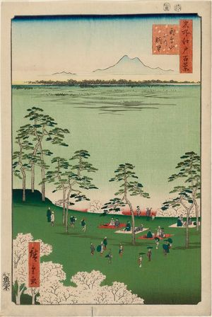 歌川広重: View to the North from Asuka Hill (Asukayama kita no chôbô), from the series One Hundred Famous Views of Edo (Meisho Edo hyakkei) - ボストン美術館