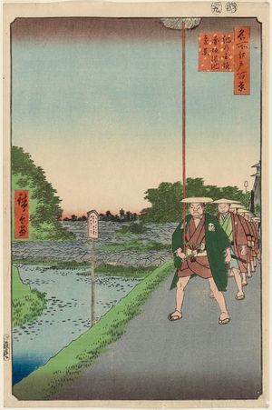 歌川広重: Kinokuni Hill and Distant View of Akasaka Tameike (Kinokunizaka Akasaka Tameike enkei), from the series One Hundred Famous Views of Edo (Meisho Edo hyakkei) - ボストン美術館