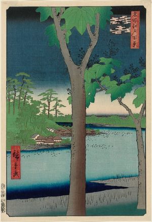 Utagawa Hiroshige: Paulownia Plantation at Akasaka (Akasaka Kiribatake), from the series One Hundred Famous Views of Edo (Meisho Edo hyakkei) - Museum of Fine Arts