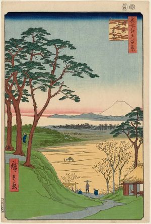 歌川広重: Grandpa's Teahouse, Meguro (Meguro Jijigachaya), from the series One Hundred Famous Views of Edo (Meisho Edo hyakkei) - ボストン美術館