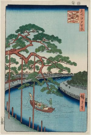 Utagawa Hiroshige: Five Pines, Onagi Canal (Onagigawa Gohonmatsu), from the series One Hundred Famous Views of Edo (Meisho Edo hyakkei) - Museum of Fine Arts