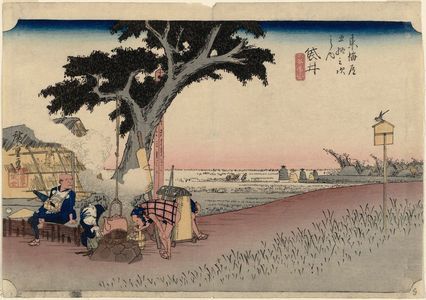 歌川広重: Fukuroi: Tea Stall (Fukuroi, dejaya no zu), from the series Fifty-three Stations of the Tôkaidô (Tôkaidô gojûsan tsugi no uchi), also known as the First Tôkaidô or Great Tôkaidô - ボストン美術館
